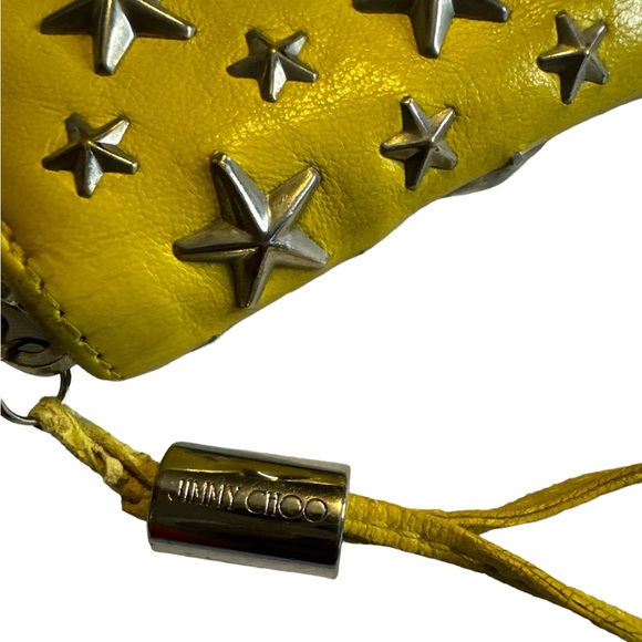 Jimmy Choo Yellow Silver Nelli Star Studded Envelope Long Wallet Italy GUC - Picture 6 of 9